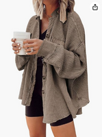 Waffle Knit Button-Down Shacket