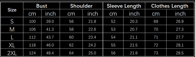 Size chart